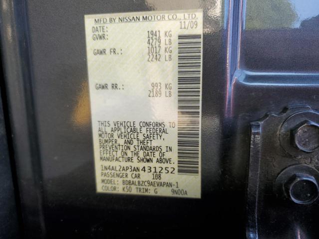 1N4AL2AP3AN431252 - 2010 NISSAN ALTIMA BASE 灰色 照片 13