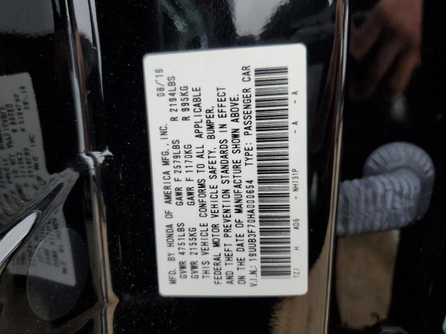 19UUB3F70HA000654 - 2017 ACURA TLX ADVANCE BLACK photo 12