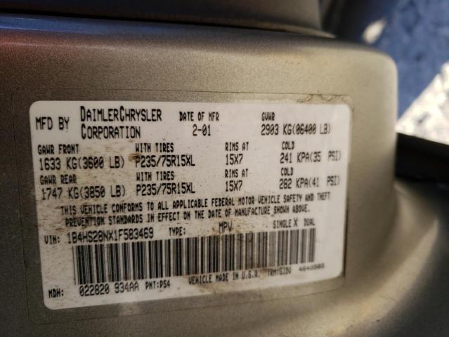 1B4HS28NX1F583469 - 2001 DODGE DURANGO SILVER photo 12