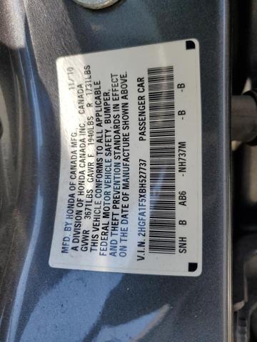 2HGFA1F5XBH527737 - 2011 HONDA CIVIC LX GRAY photo 12