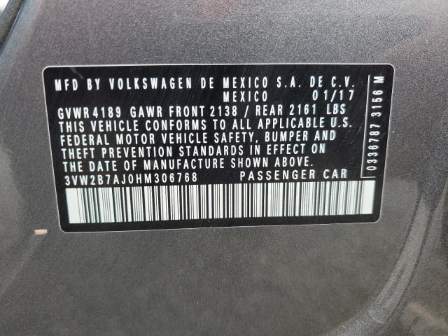3VW2B7AJ0HM306768 - 2017 VOLKSWAGEN JETTA S CHARCOAL photo 13
