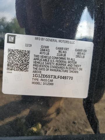 1G1ZD5ST3LF049770 - 2020 CHEVROLET MALIBU LT BLACK photo 13