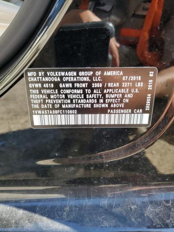 1VWAS7A38FC110802 - 2015 VOLKSWAGEN PASSAT S Қара фото 12