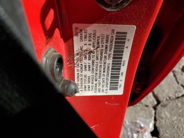 2HGFC2F55GH539415 - 2016 HONDA CIVIC LX RED photo 12