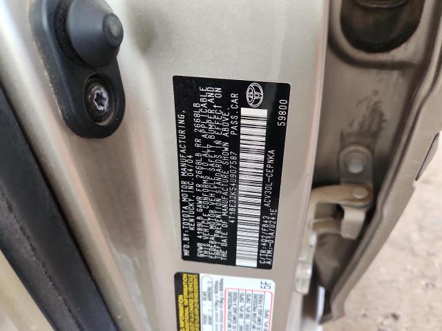 4T1BE32K54U907587 - 2004 TOYOTA CAMRY LE TAN photo 12
