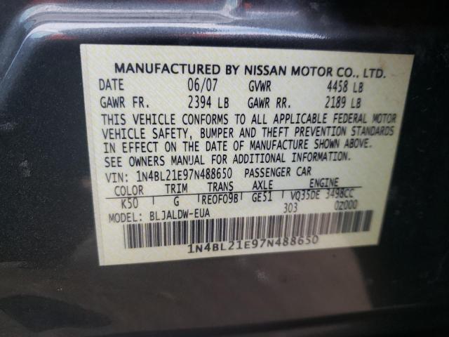 1N4BL21E97N488650 - 2007 NISSAN ALTIMA 3.5SE GRAY photo 13