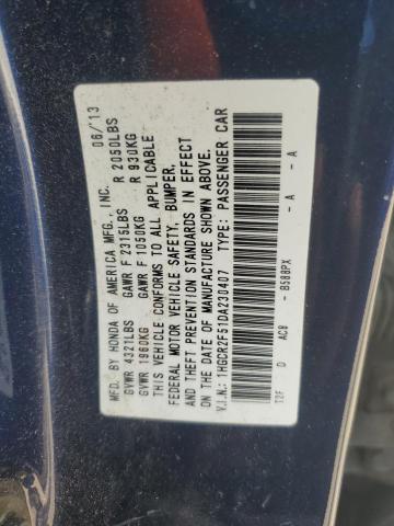 1HGCR2F51DA230407 - 2013 HONDA ACCORD SPORT 蓝色 照片 13