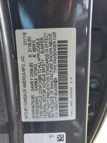 1HGCV1F36JA099538 - 2018 HONDA ACCORD SPORT Szary zdjęcie 13