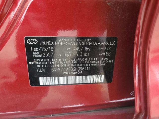 5NPE34AF8GH396411 - 2016 HYUNDAI SONATA SPORT RED photo 12