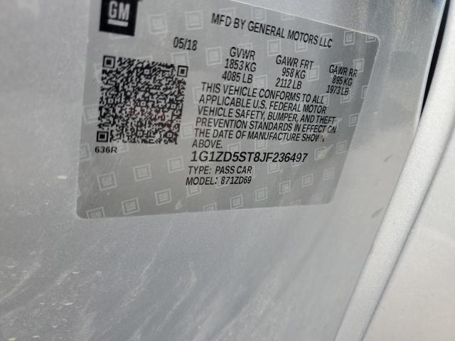 1G1ZD5ST8JF236497 - 2018 CHEVROLET MALIBU LT ვერცხლისფერი ფოტო 13