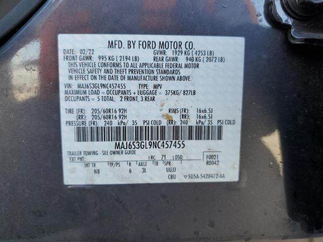 MAJ6S3GL9NC457455 - 2022 FORD ECOSPORT SE Серый фото 14