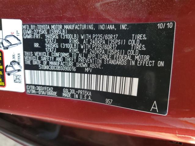 5TDKK3DC0BS090016 - 2011 TOYOTA SIENNA LE BURGUNDY photo 13