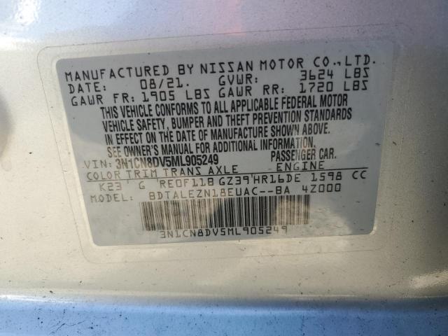 3N1CN8DV5ML905249 - 2021 NISSAN VERSA S SILVER photo 12