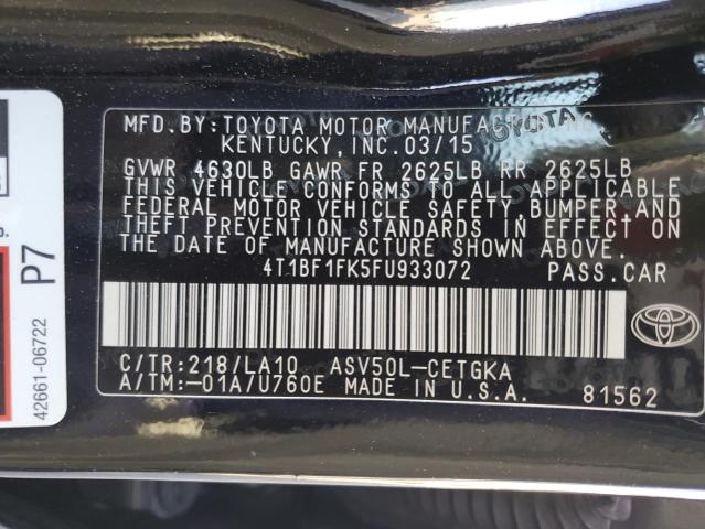 4T1BF1FK5FU933072 - 2015 TOYOTA CAMRY LE BLACK photo 22