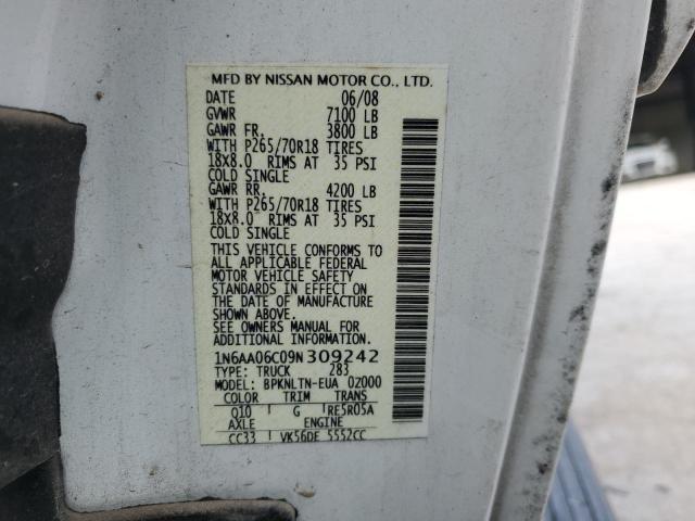 1N6AA06C09N309242 - 2009 NISSAN TITAN XE 白色 照片 12