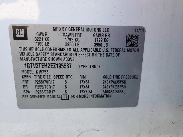 1GTV2TEH2EZ195537 - 2014 GMC SIERRA K1500 WHITE photo 12