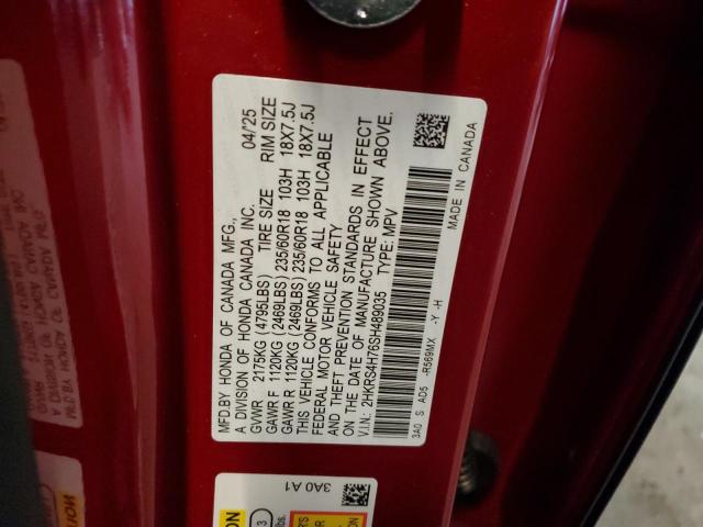 2HKRS4H76SH489035 - 2025 HONDA CR-V EXL 红色 照片 13