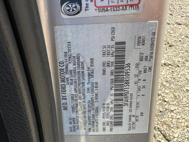 3FAHP07158R109536 - 2008 FORD FUSION SE SILVER photo 10