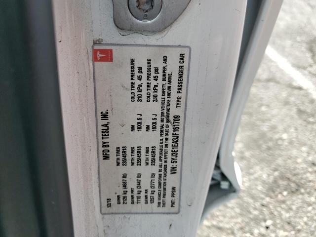 5YJ3E1EA3JF161709 - 2018 TESLA MODEL 3 白色 照片 12