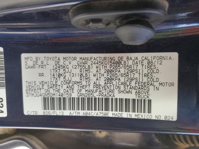 3TMJU4GN5DM140159 - 2013 TOYOTA TACOMA DOUBLE CAB PRERUNNER BLUE photo 13
