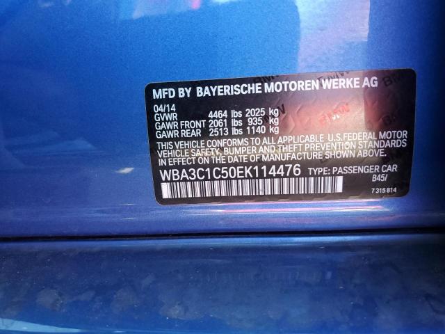WBA3C1C50EK114476 - 2014 BMW 328 I SULEV BLUE photo 12