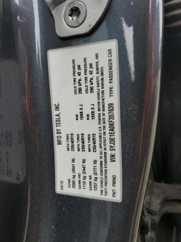5YJ3E1EA0KF357639 - 2019 TESLA MODEL 3 灰色 照片 12