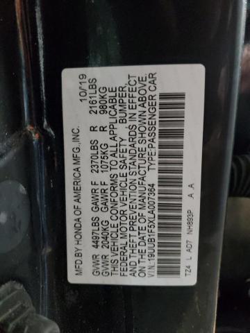 19UUB1F5XLA007364 - 2020 ACURA TLX TECHNOLOGY BLACK photo 12