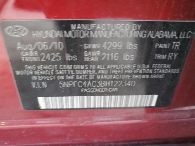 5NPEC4AC3BH122340 - 2011 HYUNDAI SONATA SE RED photo 12