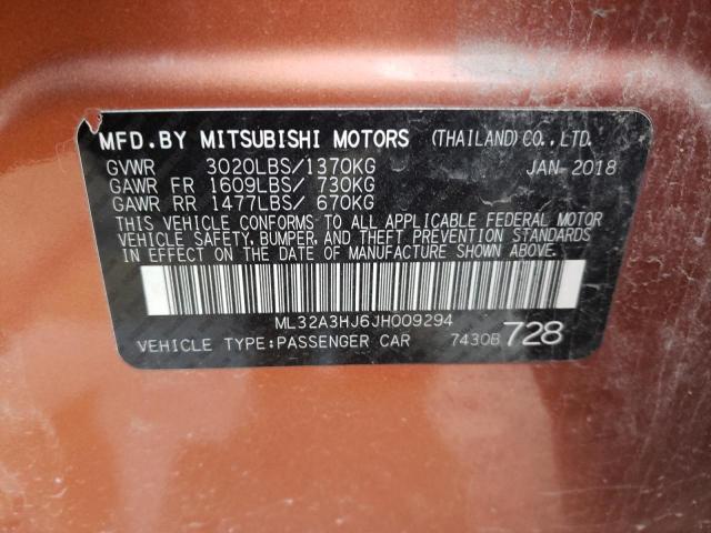 ML32A3HJ6JH009294 - 2018 MITSUBISHI MIRAGE ES ORANGE photo 14