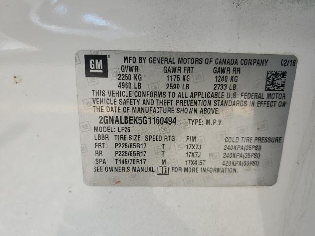 2GNALBEK5G1160494 - 2016 CHEVROLET EQUINOX LS 白色 照片 13