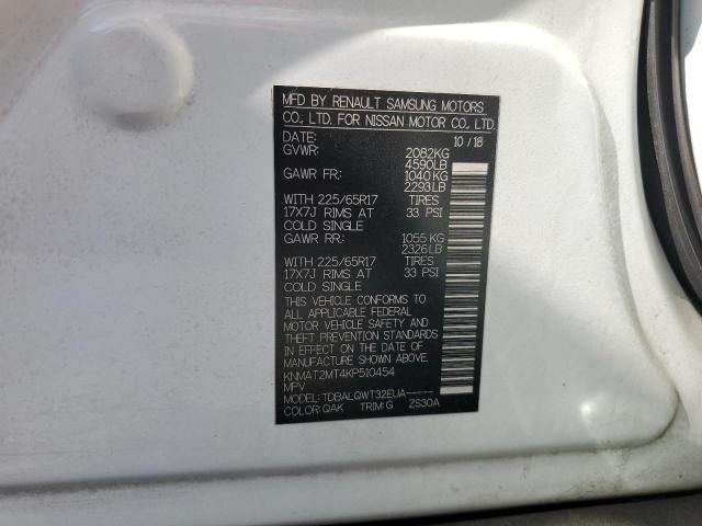 KNMAT2MT4KP510454 - 2019 NISSAN ROGUE S Biały zdjęcie 14