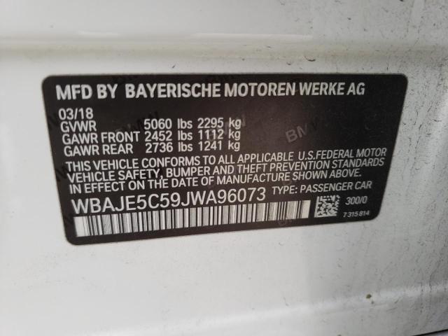 WBAJE5C59JWA96073 - 2018 BMW 540 I WHITE photo 12