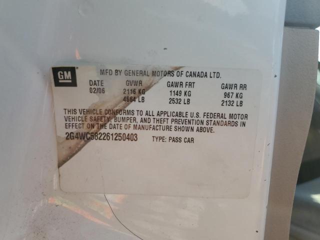 2G4WC582261250403 - 2006 BUICK LACROSSE CX Սպիտակ լուսանկար 12