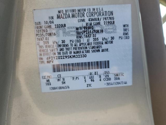 4F2YZ02Z95KM32330 - 2005 MAZDA TRIBUTE I TAN photo 12