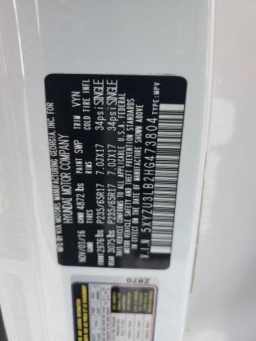 5XYZU3LB2HG473804 - 2017 HYUNDAI SANTA FE S WHITE photo 14