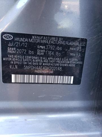 5NPDH4AE4DH202148 - 2013 HYUNDAI ELANTRA GLS GRAY photo 12