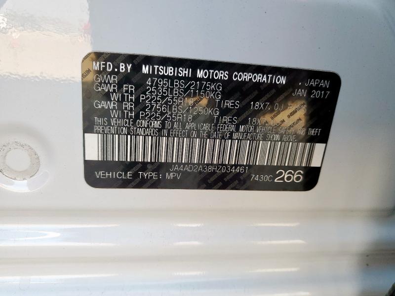 JA4AD2A38HZ034461 - 2017 MITSUBISHI OUTLANDER ES WHITE photo 13
