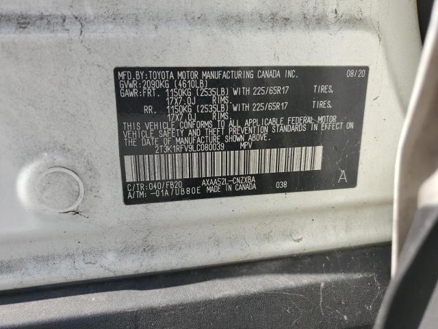 2T3K1RFV9LC080039 - 2020 TOYOTA RAV4 LE WHITE photo 13
