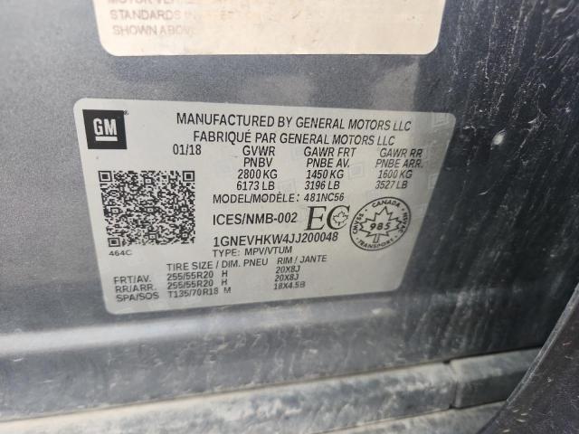 1GNEVHKW4JJ200048 - 2018 CHEVROLET TRAVERSE LT ვერცხლისფერი ფოტო 13