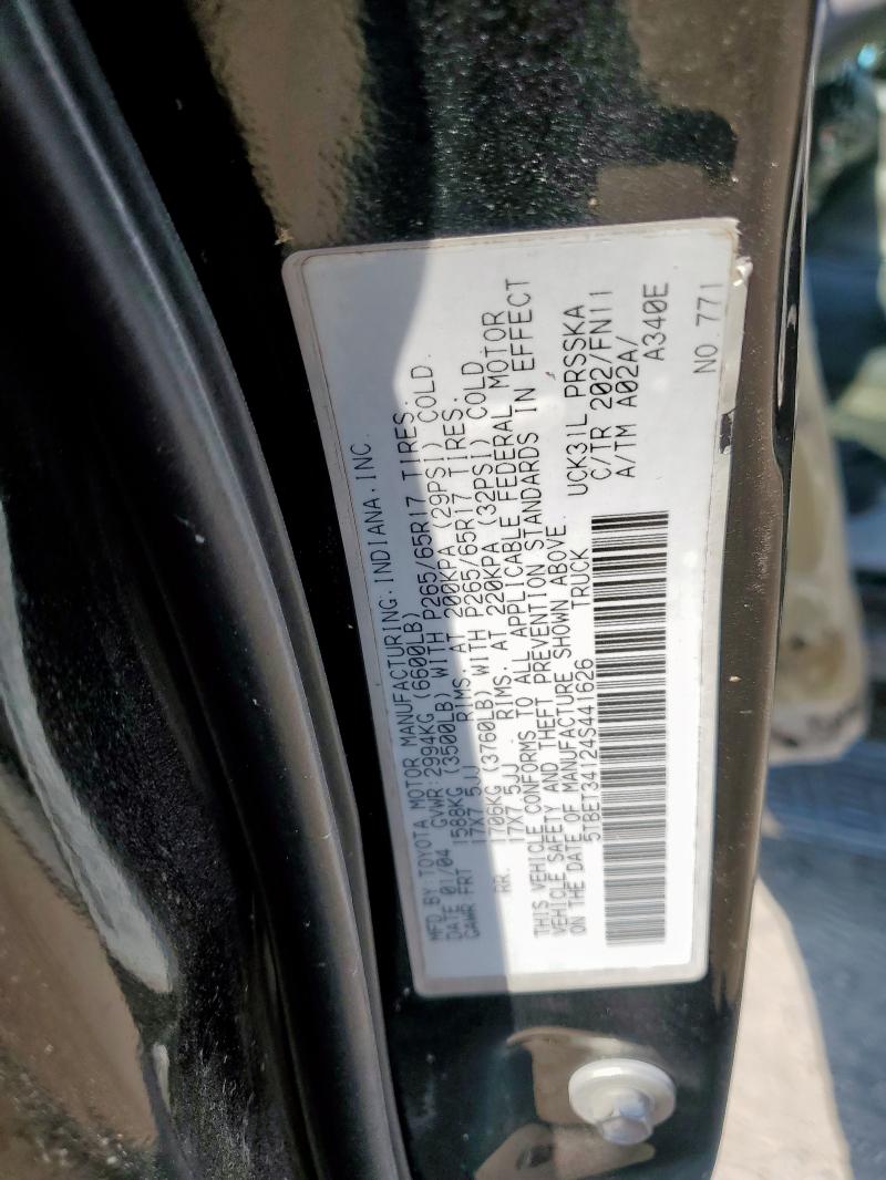 5TBET34124S441626 - 2004 TOYOTA TUNDRA DOUBLE CAB SR5 BLACK photo 13