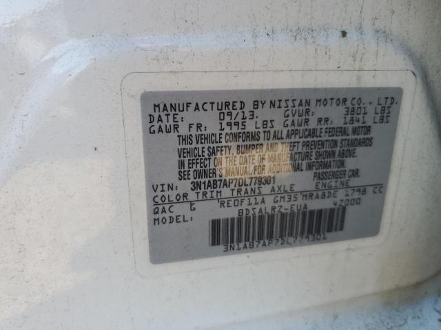 3N1AB7AP7DL779301 - 2013 NISSAN SENTRA S WHITE photo 12