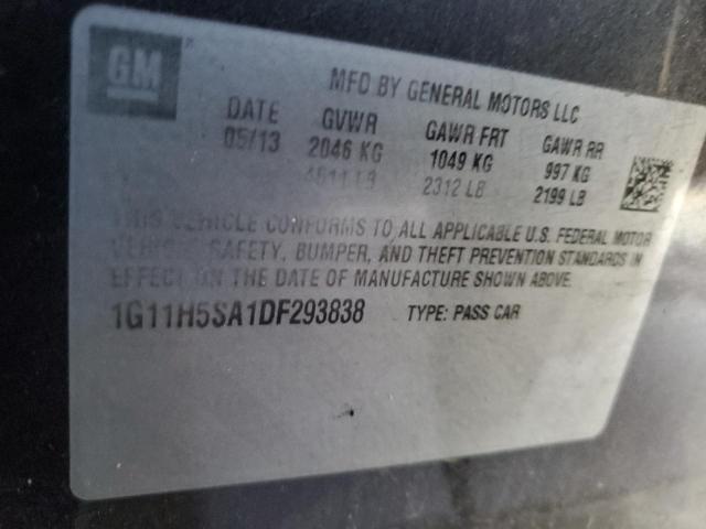 1G11H5SA1DF293838 - 2013 CHEVROLET MALIBU LTZ ნაცრისფერი ფოტო 12