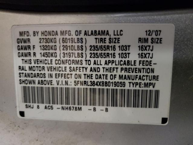 5FNRL384X8B019059 - 2008 HONDA ODYSSEY EX TAN photo 13