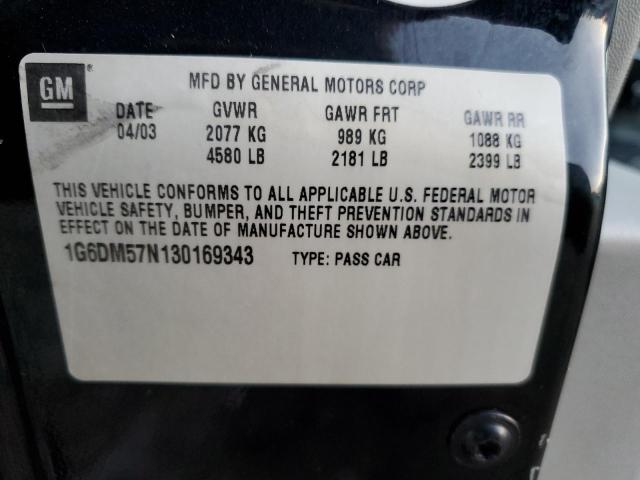 1G6DM57N130169343 - 2003 CADILLAC CTS BLACK photo 12