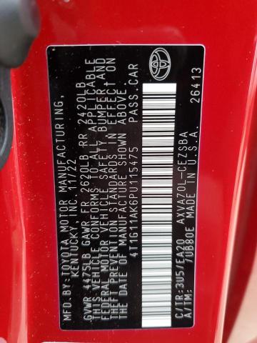 4T1G11AK6PU115475 - 2023 TOYOTA CAMRY SE NIGHT SHADE RED photo 12