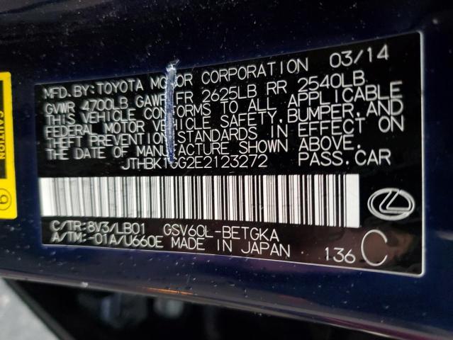 JTHBK1GG2E2123272 - 2014 LEXUS ES 350 BLUE photo 12