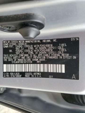 5TDJKRFH6ES013128 - 2014 TOYOTA HIGHLANDER XLE SILVER photo 13