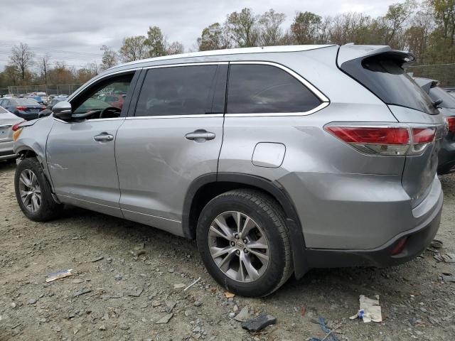 5TDJKRFH6ES013128 - 2014 TOYOTA HIGHLANDER XLE SILVER photo 2