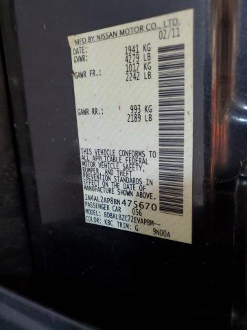 1N4AL2AP8BN475670 - 2011 NISSAN ALTIMA BASE Темно-сірий фото 12