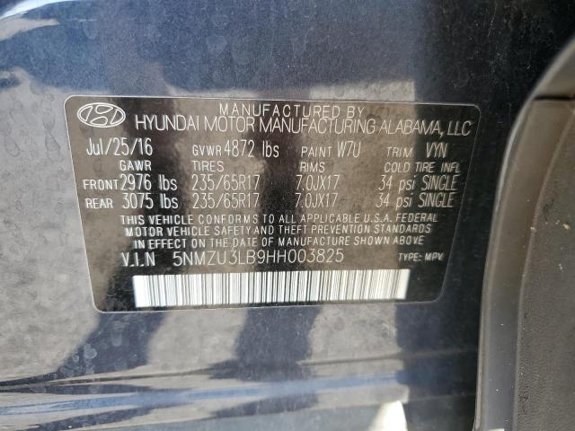 5NMZU3LB9HH003825 - 2017 HYUNDAI SANTA FE SPORT GRAY photo 14